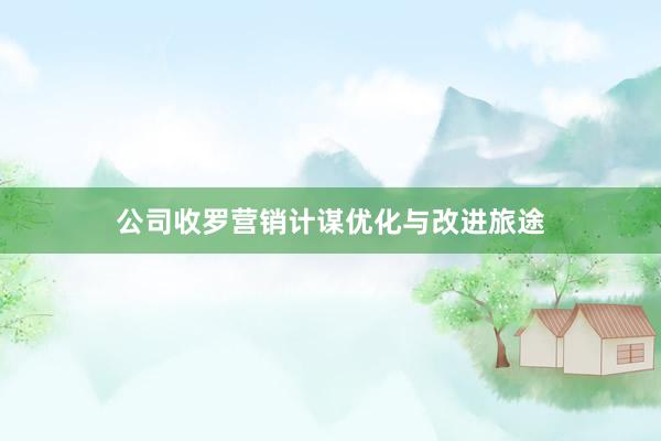 公司收罗营销计谋优化与改进旅途